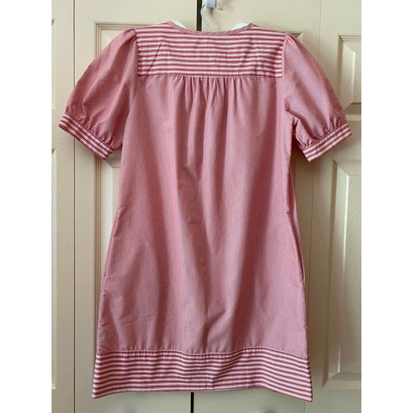 Tibi Red White Pinstripe Dress 10 POCKETS Short Sleeves Sundress spring summer - Picture 6 of 10